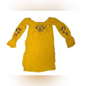 Guess bohemian style dress - Presley embroidered dress yellow floral